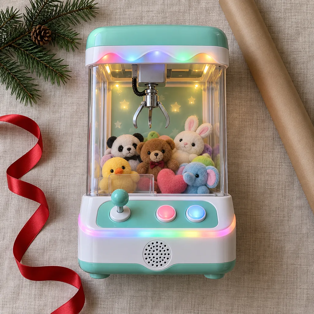 Representative photo-style image of musical light-up claw machine — generated, not a specific product