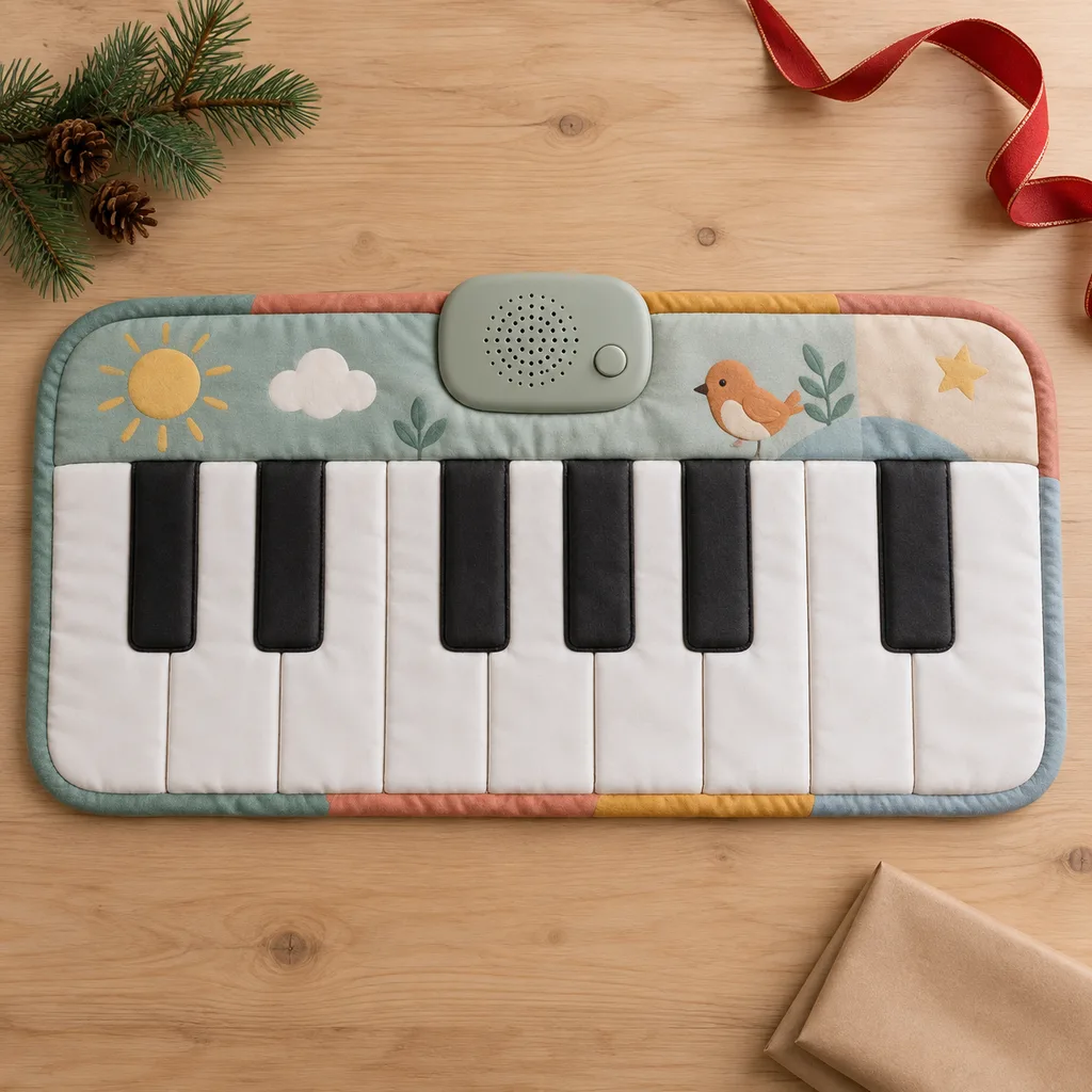 Representative photo-style image of musical piano play mat — generated, not a specific product