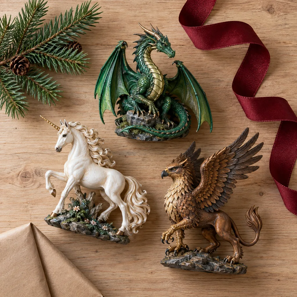 Representative photo-style image of mythical creature collectible figurines — generated, not a specific product