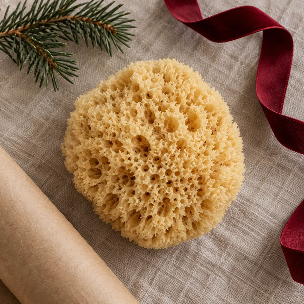 Representative photo-style image of natural sea sponge for bathing — generated, not a specific product