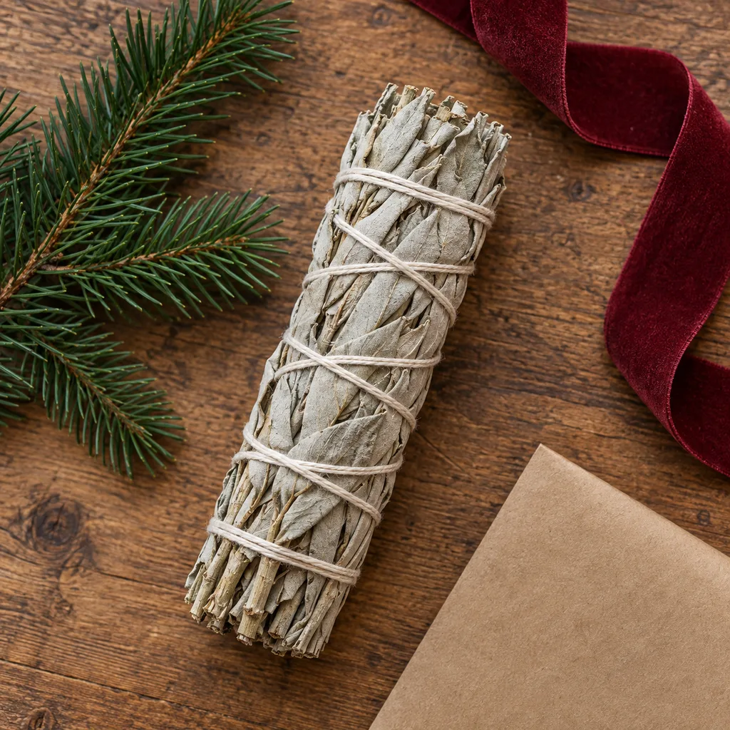 Representative photo-style image of natural smudge stick bundle — generated, not a specific product