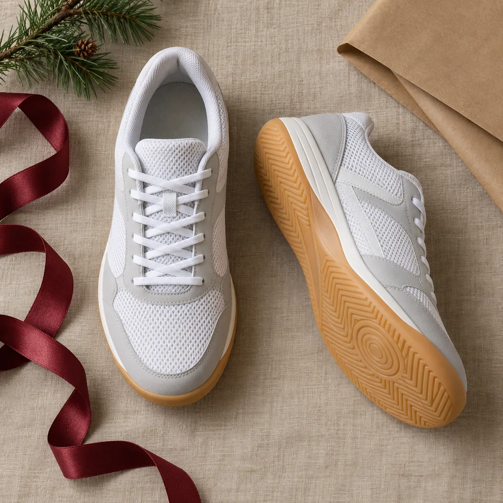 Representative photo-style image of non-marking indoor court shoes — generated, not a specific product