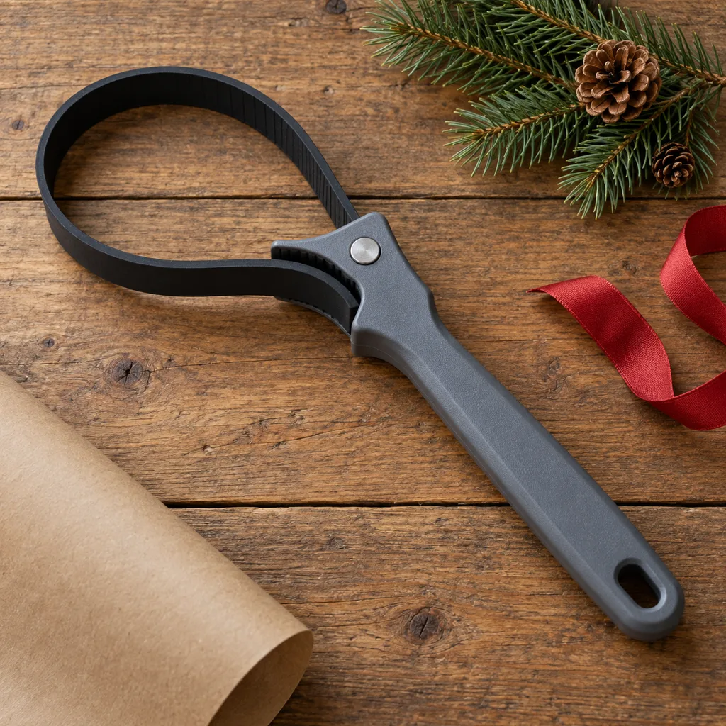 Representative photo-style image of non-marring strap wrench — generated, not a specific product