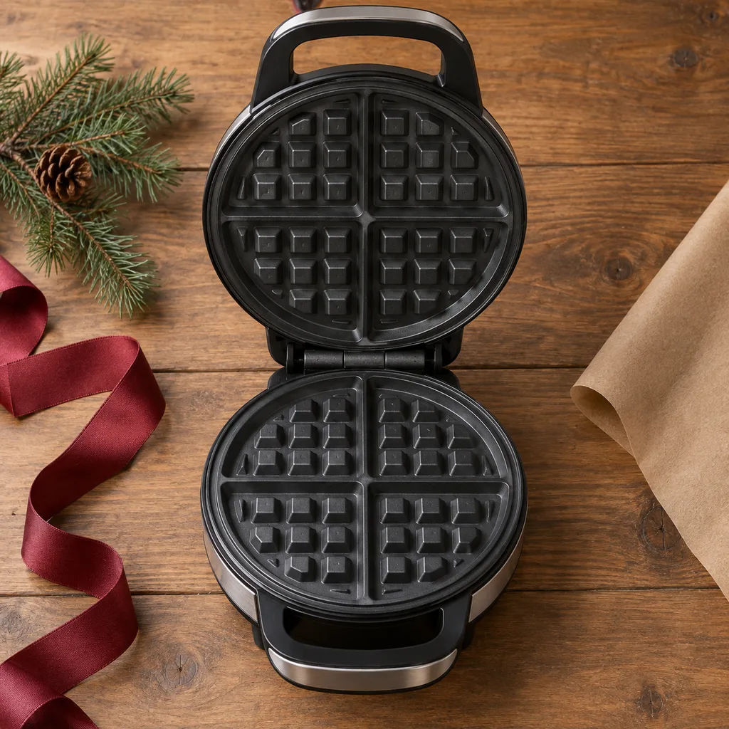 Representative photo-style image of non-stick waffle iron — generated, not a specific product