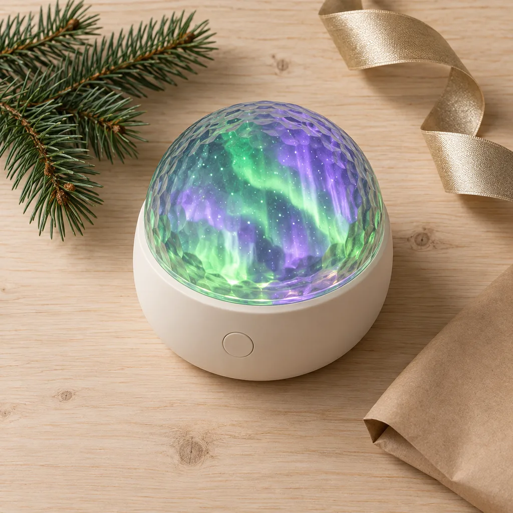Representative photo-style image of northern lights aurora projector — generated, not a specific product
