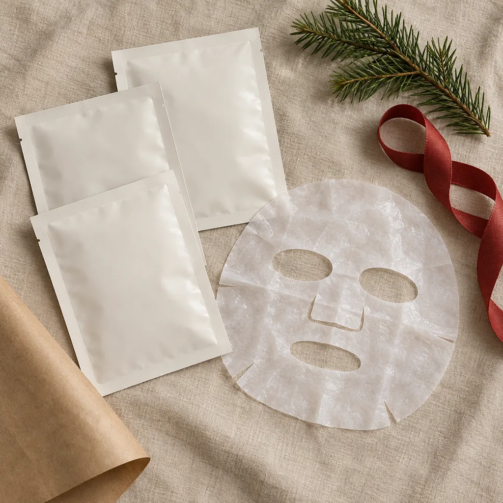 Representative photo-style image of nourishing anti-aging sheet mask set — generated, not a specific product