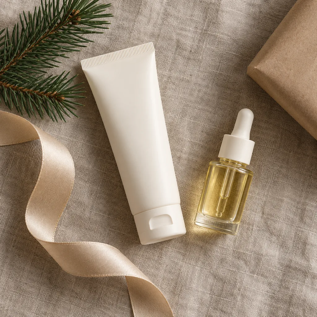 Representative photo-style image of nourishing hand and nail treatment duo — generated, not a specific product