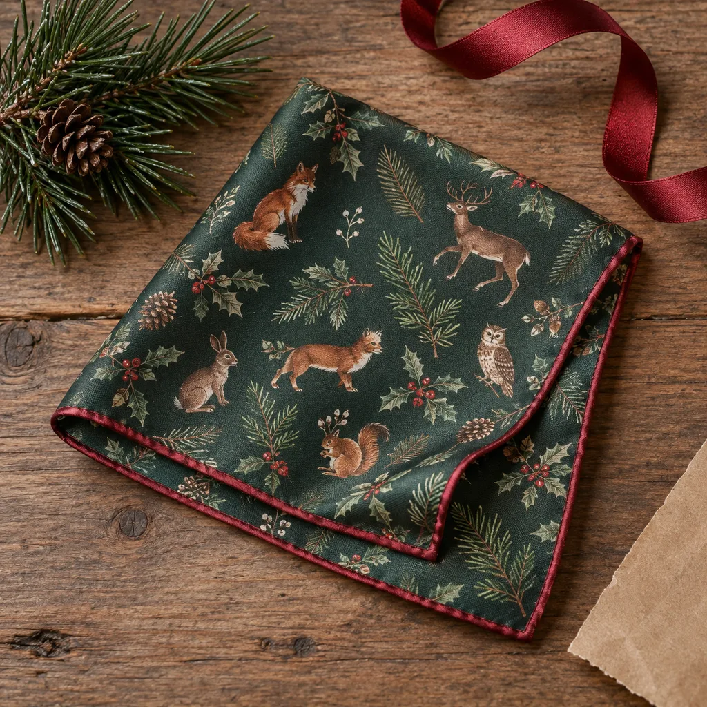 Representative photo-style image of novelty print pocket square — generated, not a specific product