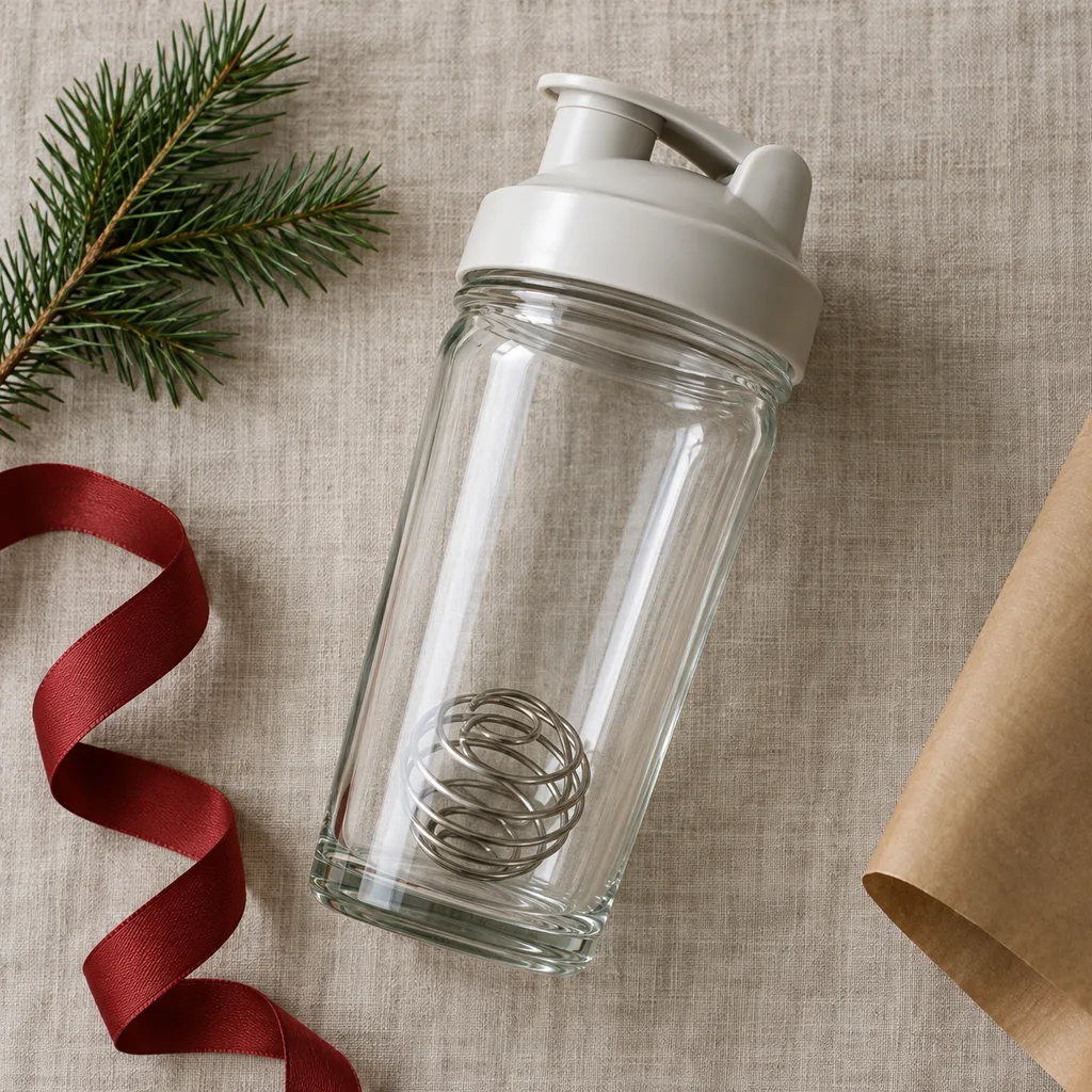Representative photo-style image of odor-resistant glass shaker — generated, not a specific product