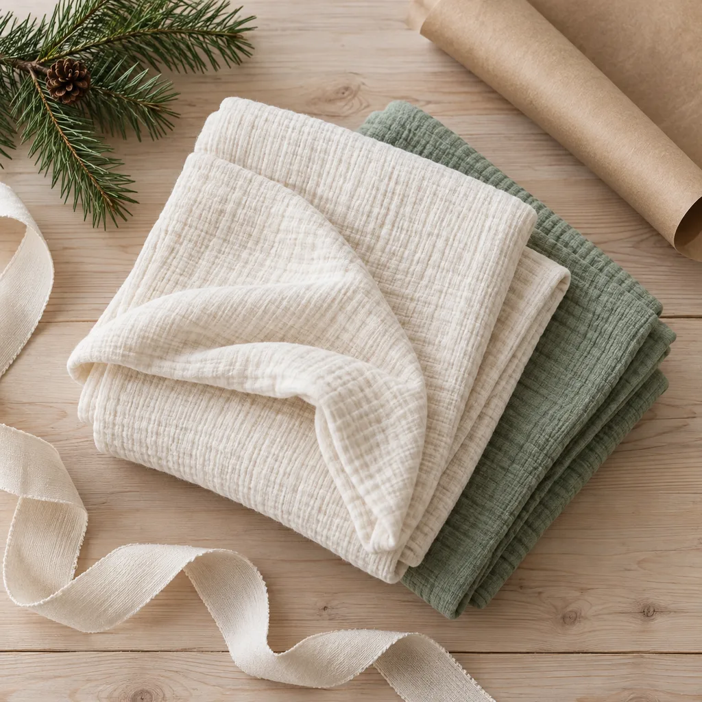 Representative photo-style image of organic cotton swaddle wraps — generated, not a specific product