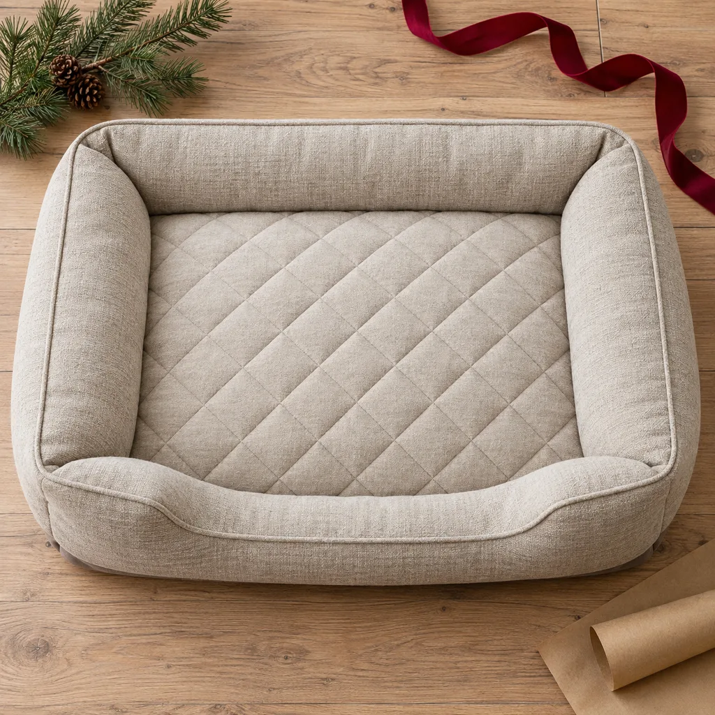 Representative photo-style image of orthopedic support pet bed — generated, not a specific product