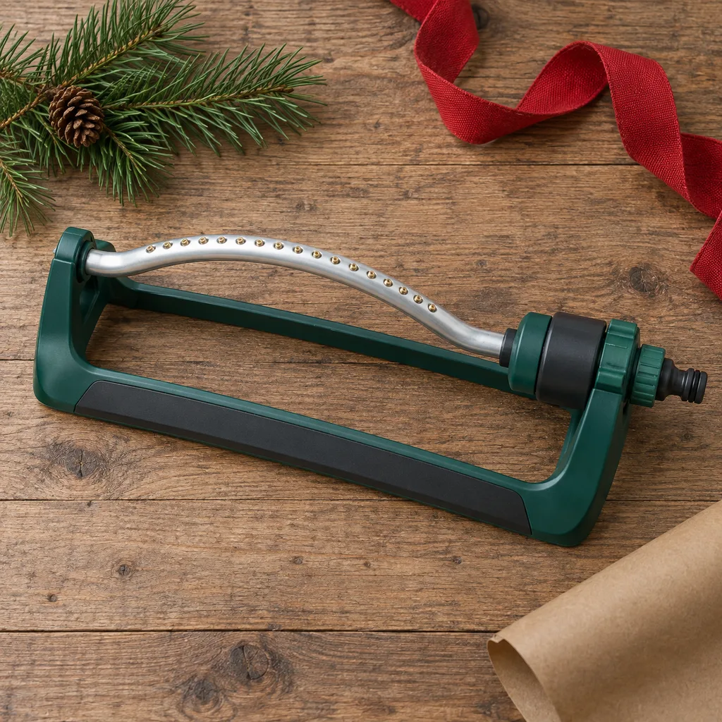 Representative photo-style image of oscillating lawn sprinkler — generated, not a specific product