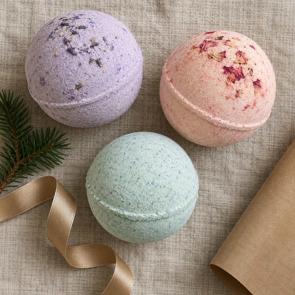 Representative photo-style image of oversized jumbo bath bombs — generated, not a specific product