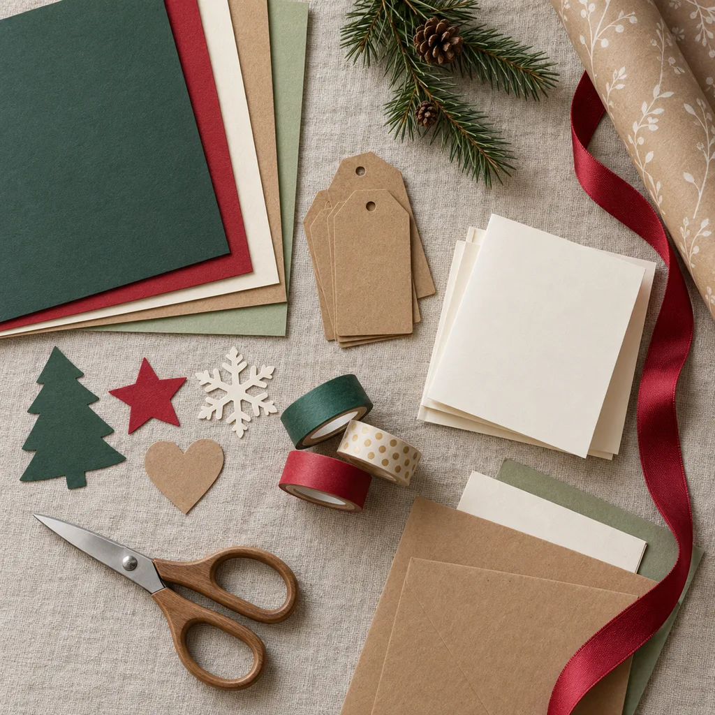 Representative photo-style image of paper crafting assortment — generated, not a specific product
