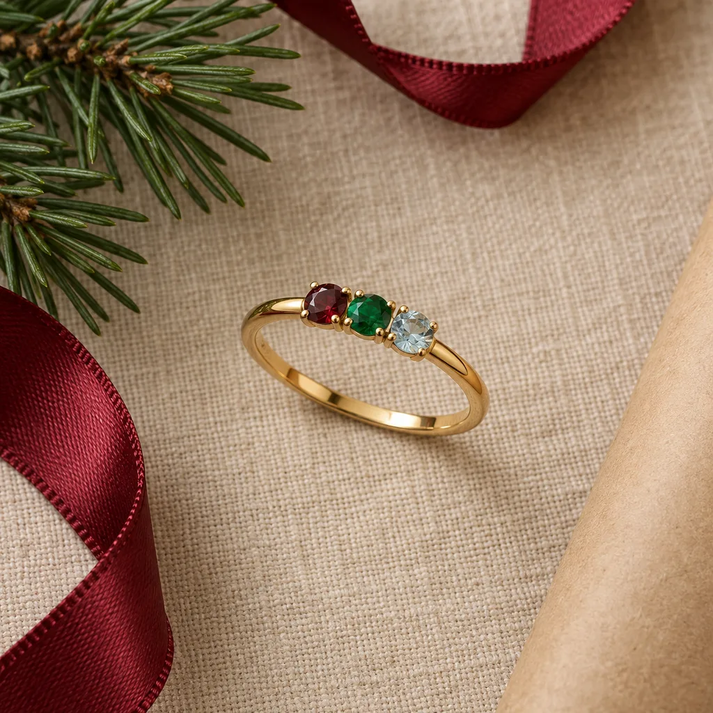 Representative photo-style image of personalized birthstone ring — generated, not a specific product