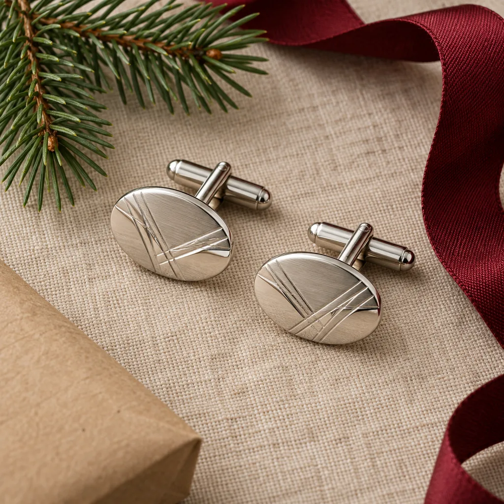 Representative photo-style image of personalized cufflinks — generated, not a specific product