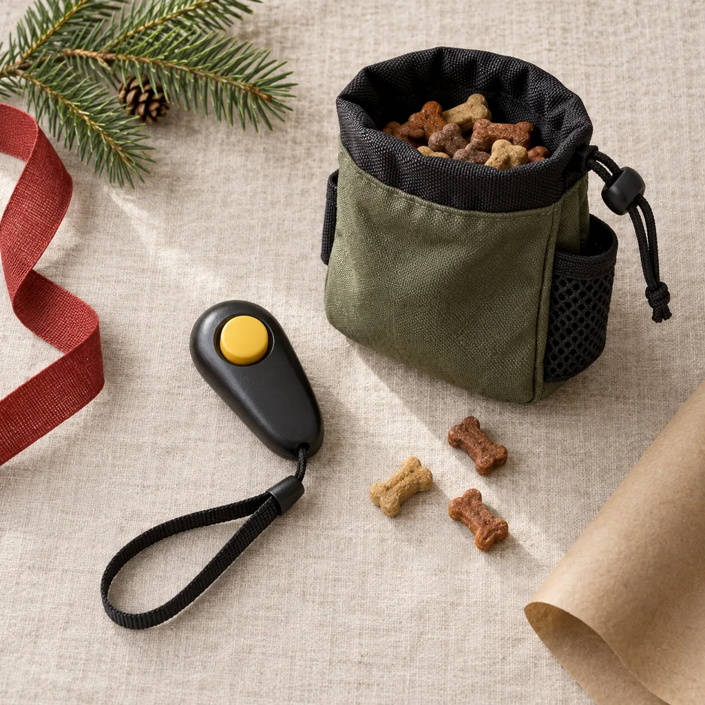 Representative photo-style image of pet clicker training kit — generated, not a specific product
