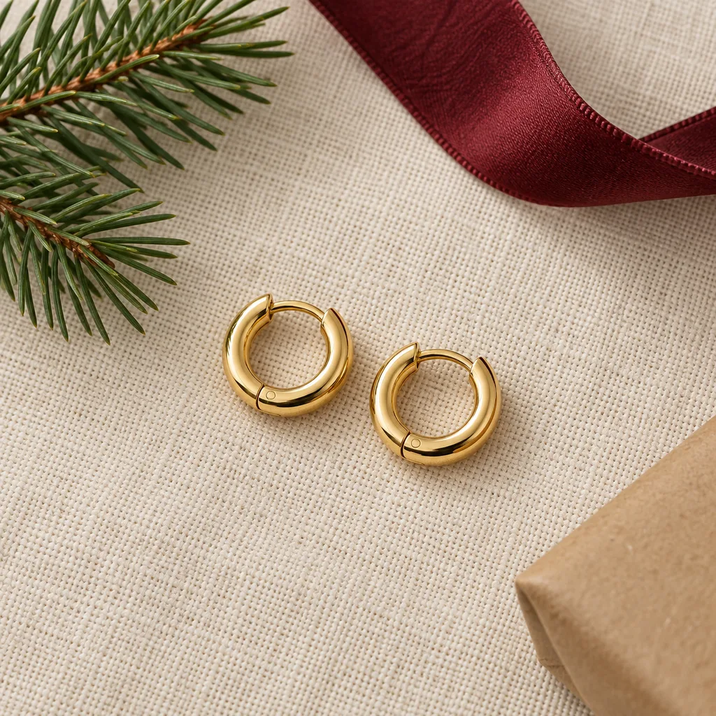 Representative photo-style image of petite huggie hoop earrings — generated, not a specific product