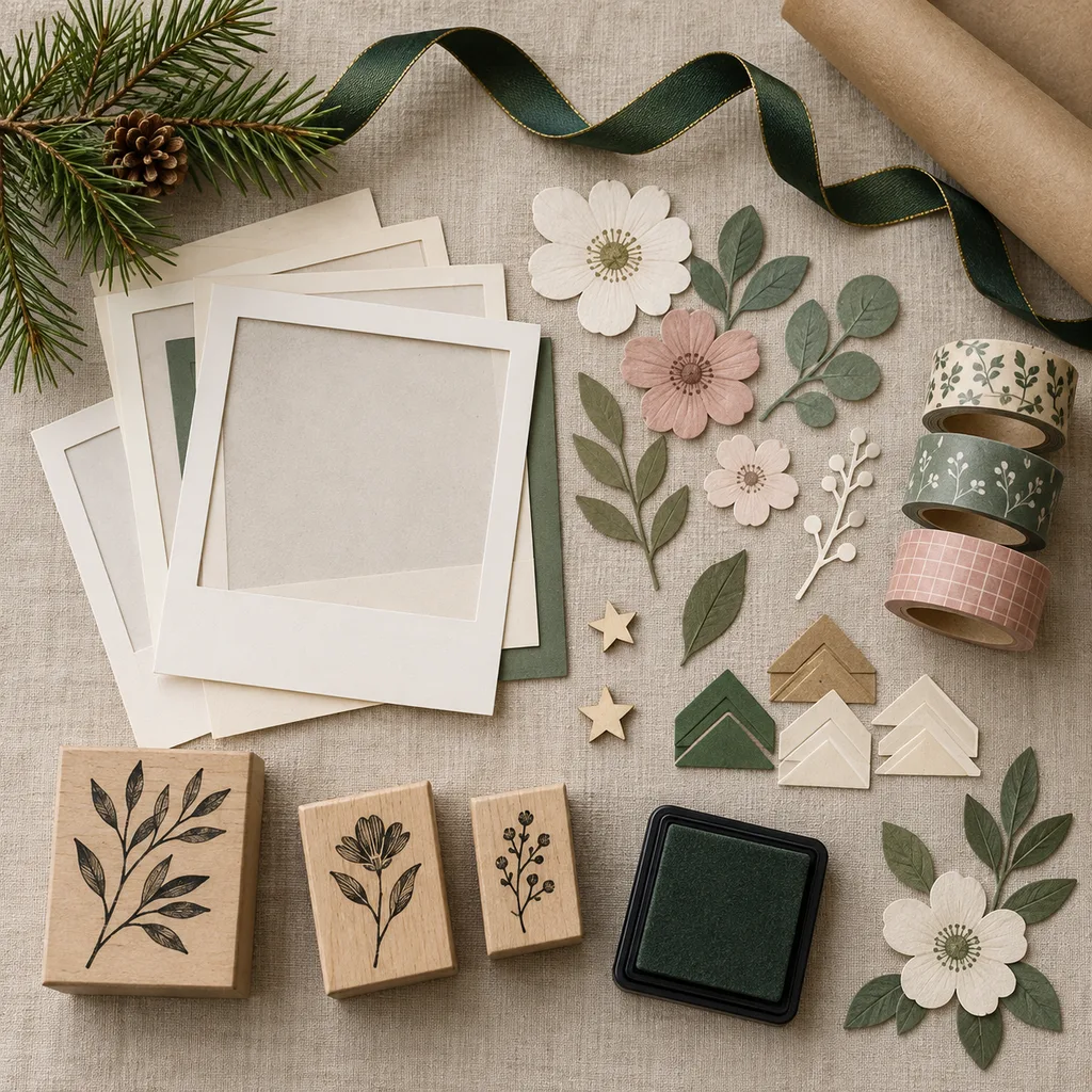 Representative photo-style image of photo album embellishment kit — generated, not a specific product