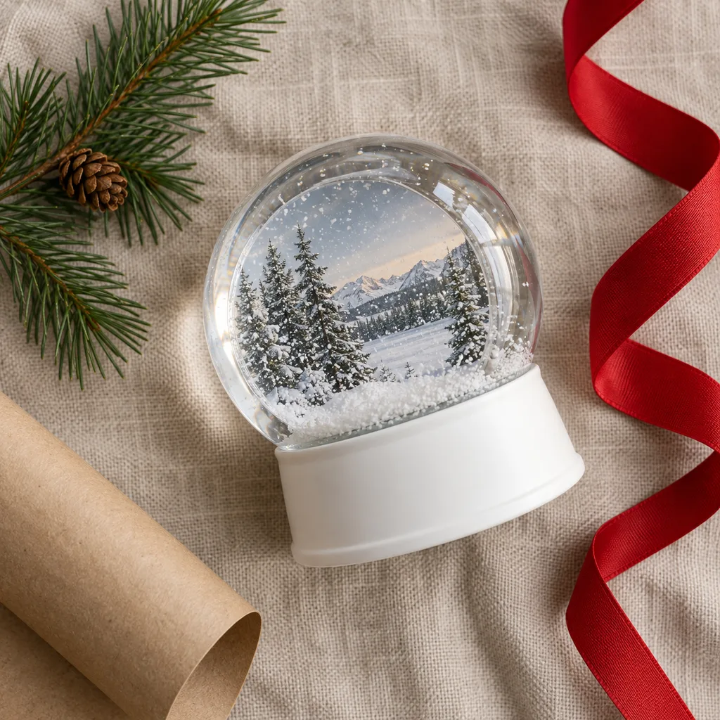 Representative photo-style image of photo insert snow globe — generated, not a specific product