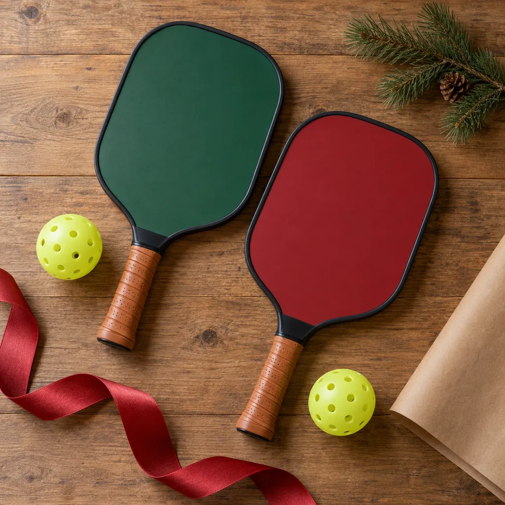 Representative photo-style image of pickleball paddle and ball set — generated, not a specific product