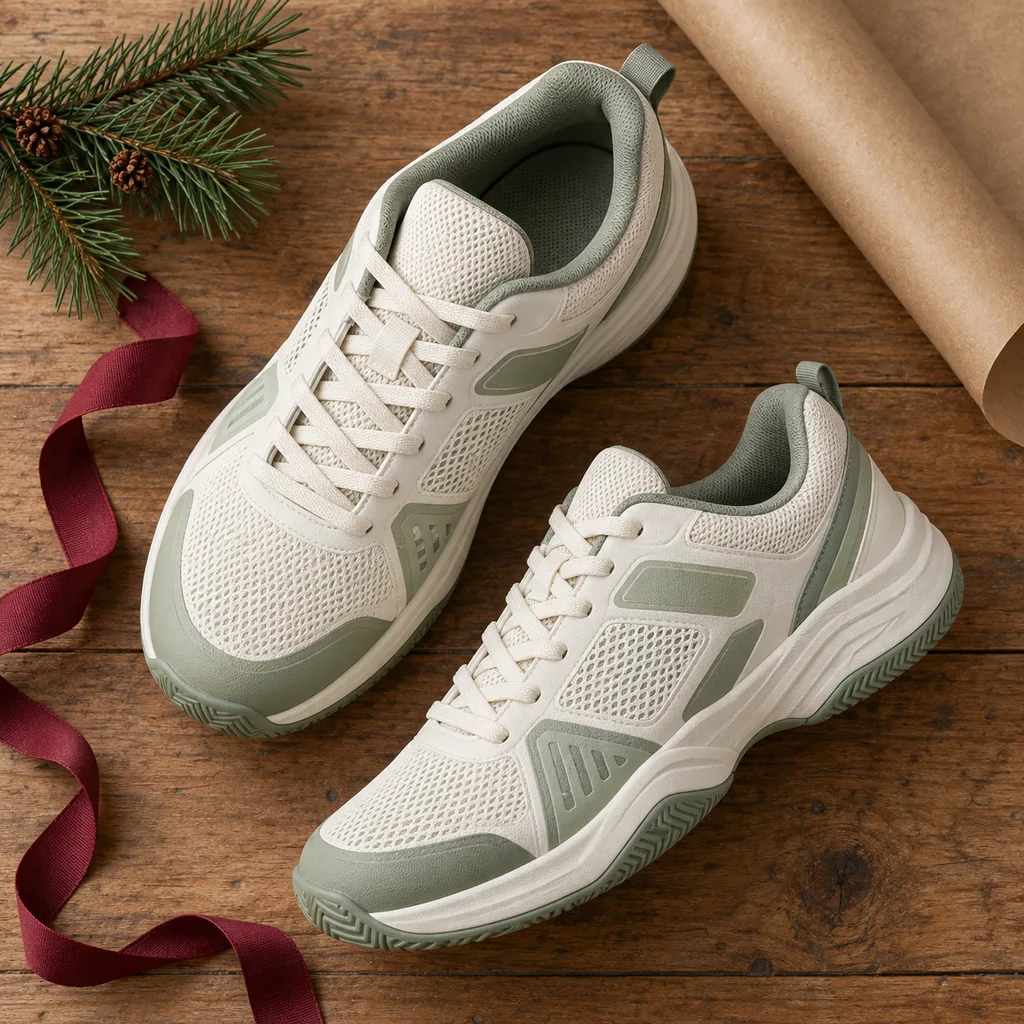 Representative photo-style image of pickleball specific court shoes — generated, not a specific product