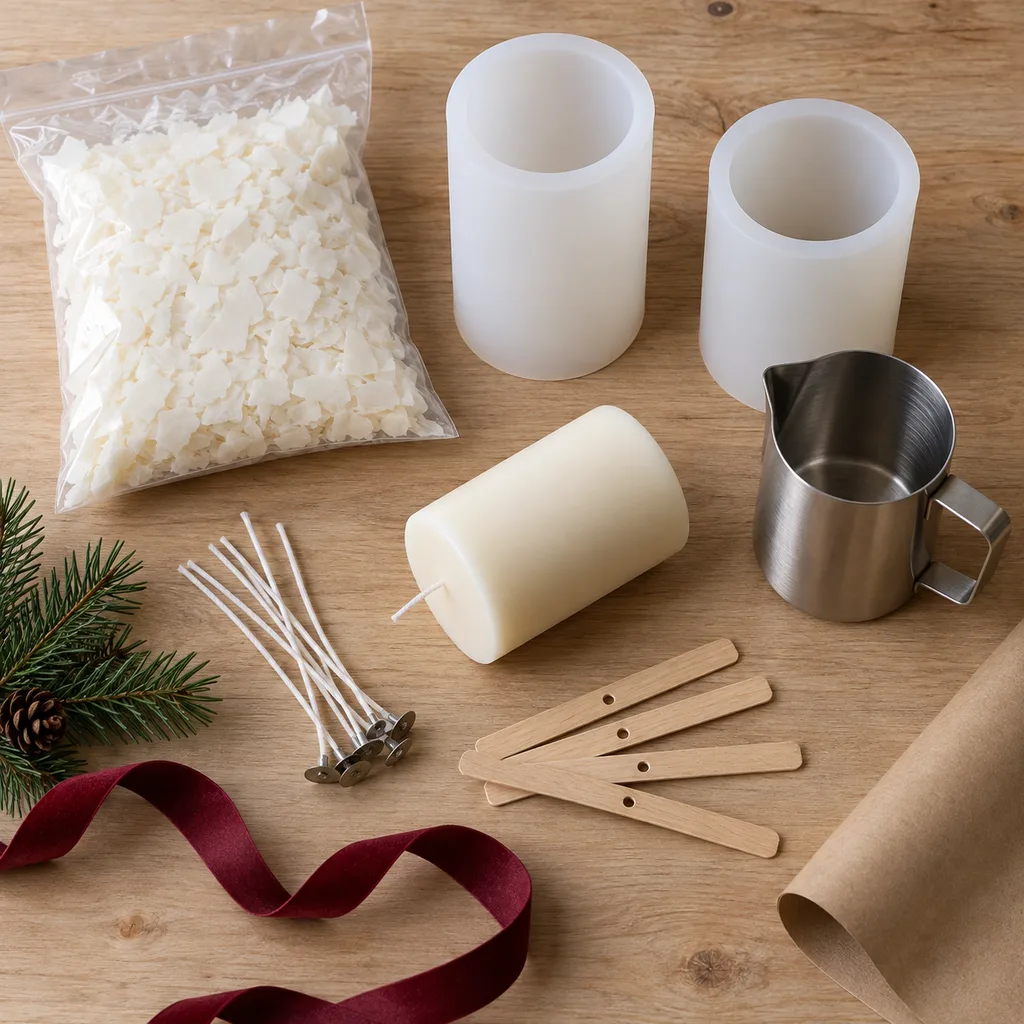 Representative photo-style image of pillar candle making kit — generated, not a specific product