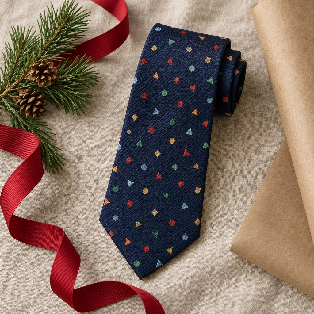 Representative photo-style image of playful patterned necktie — generated, not a specific product