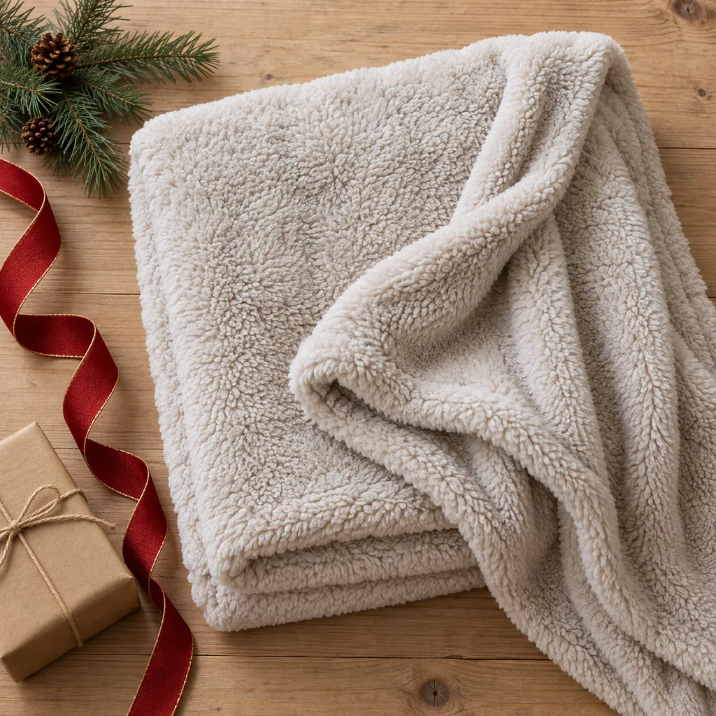 Representative photo-style image of plush fleece throw blanket — generated, not a specific product
