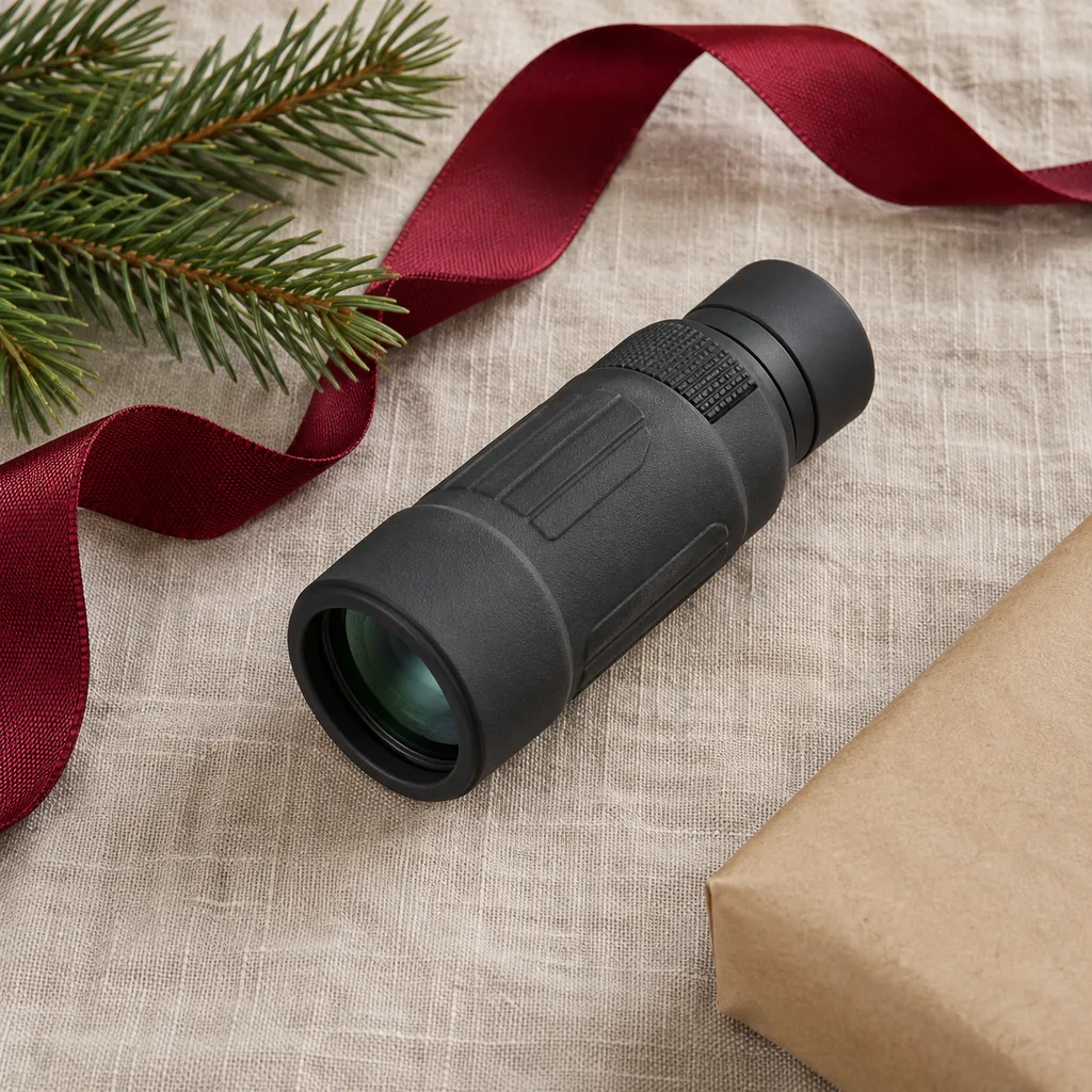 Representative photo-style image of pocket-sized everyday monocular — generated, not a specific product