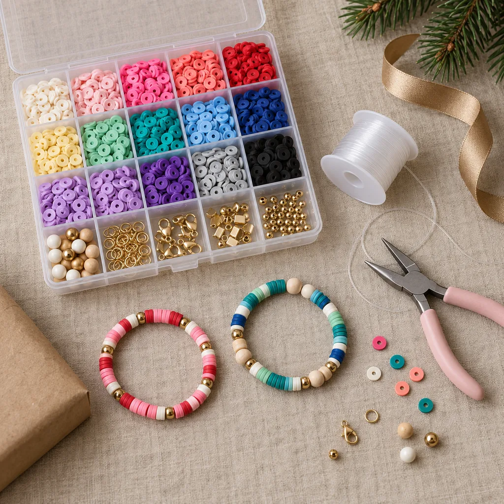 Representative photo-style image of polymer clay bead making kit — generated, not a specific product