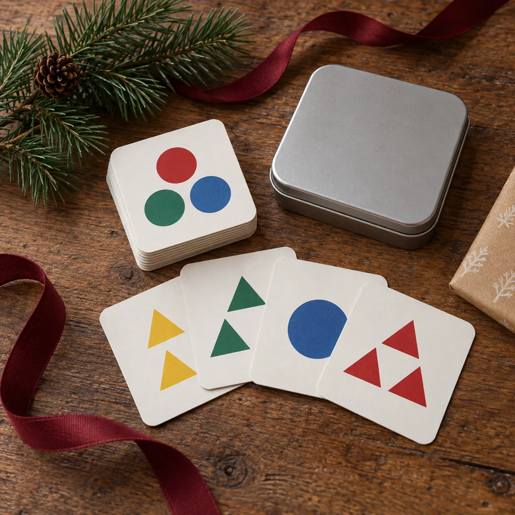 Representative photo-style image of portable compact travel card game — generated, not a specific product