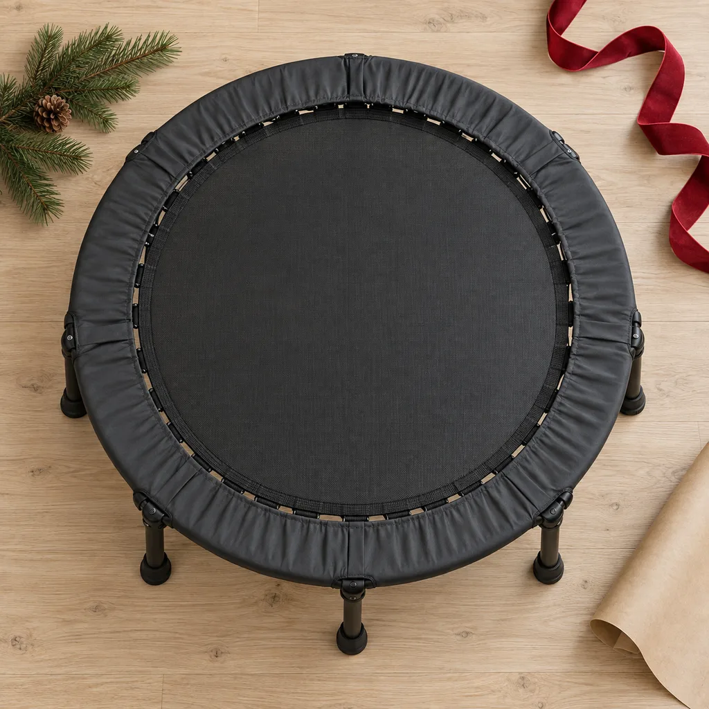 Representative photo-style image of portable folding exercise trampoline — generated, not a specific product