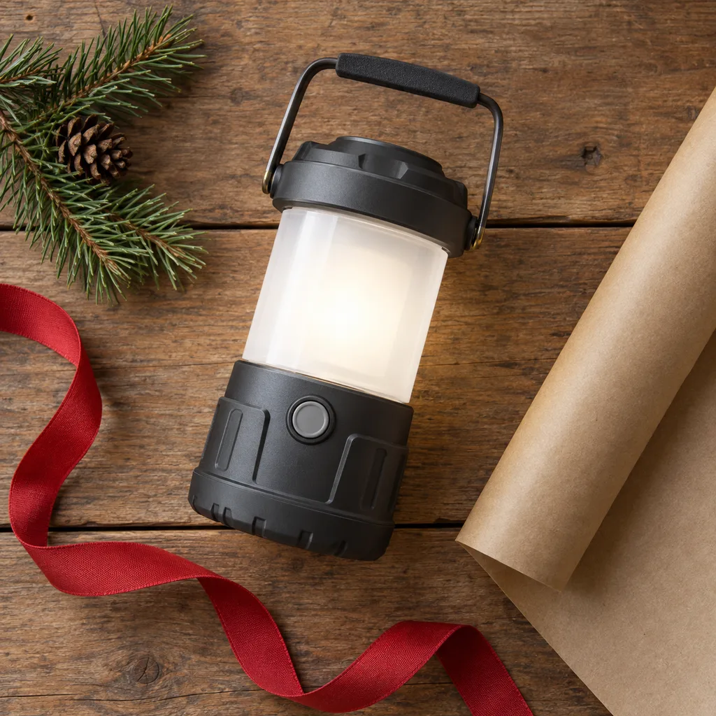 Representative photo-style image of portable led camping lantern — generated, not a specific product