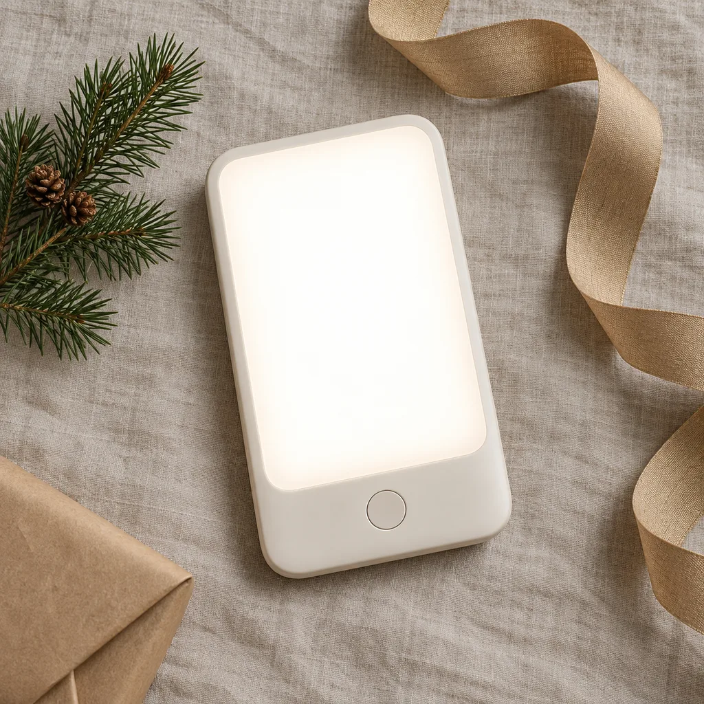 Representative photo-style image of portable light therapy device — generated, not a specific product