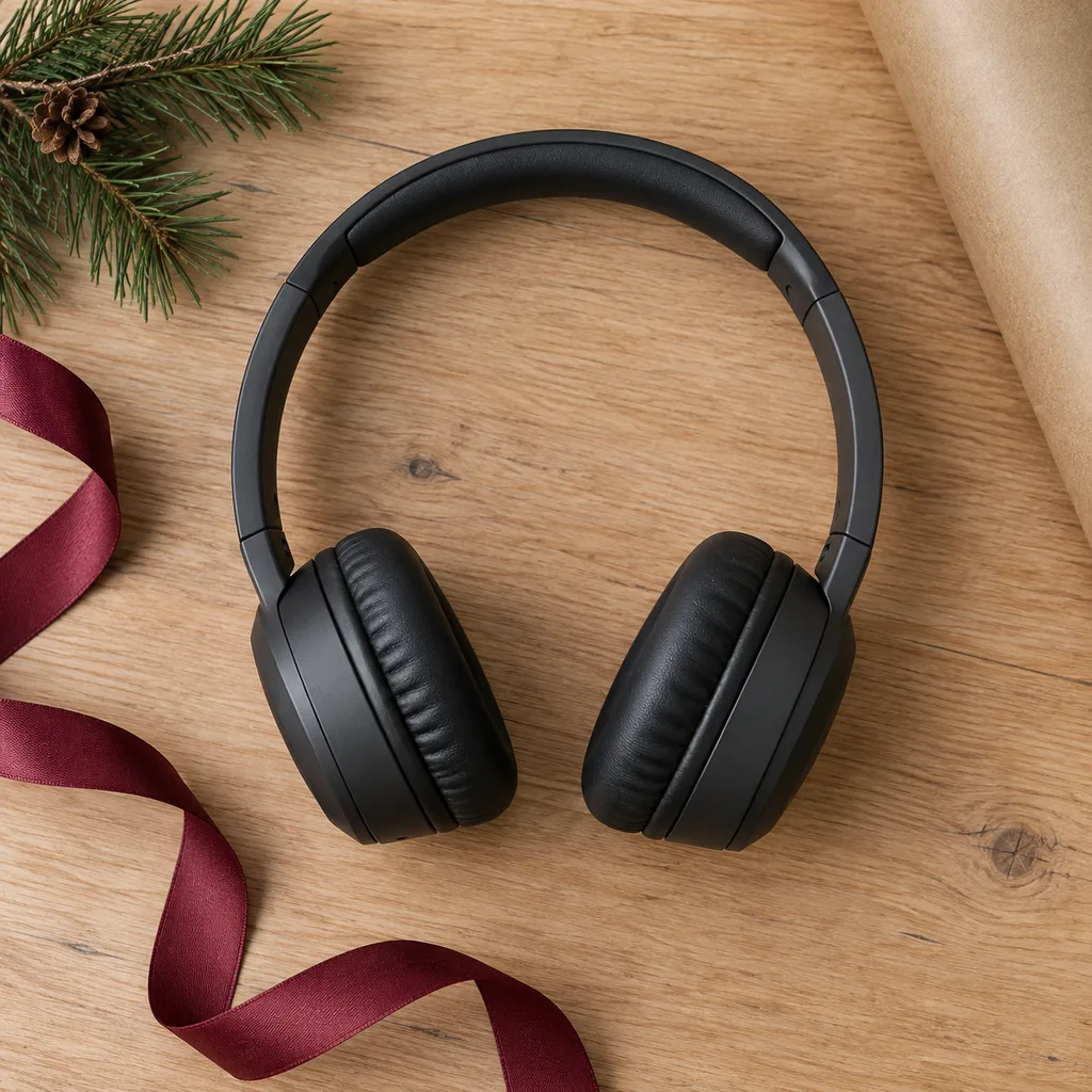 Representative photo-style image of portable on-ear bluetooth headphones — generated, not a specific product