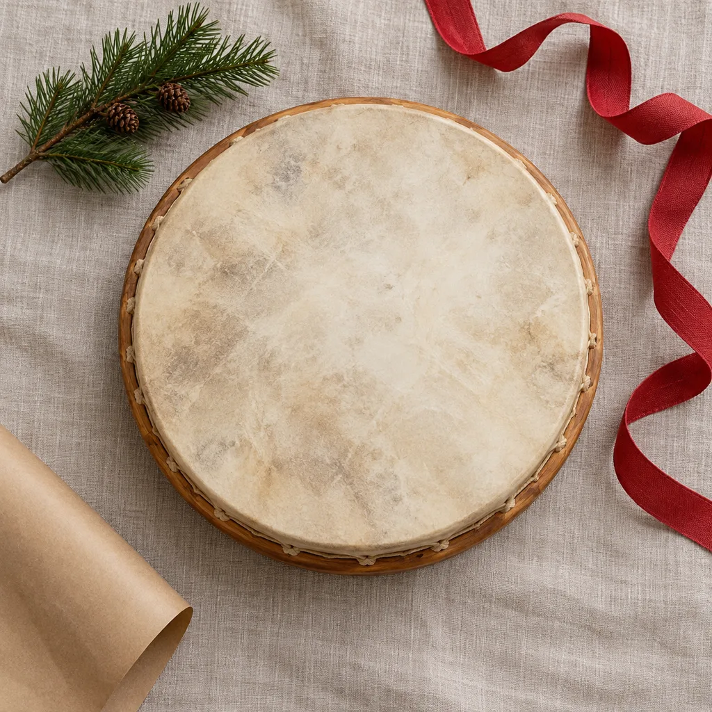 Representative photo-style image of portable percussion hand drum — generated, not a specific product