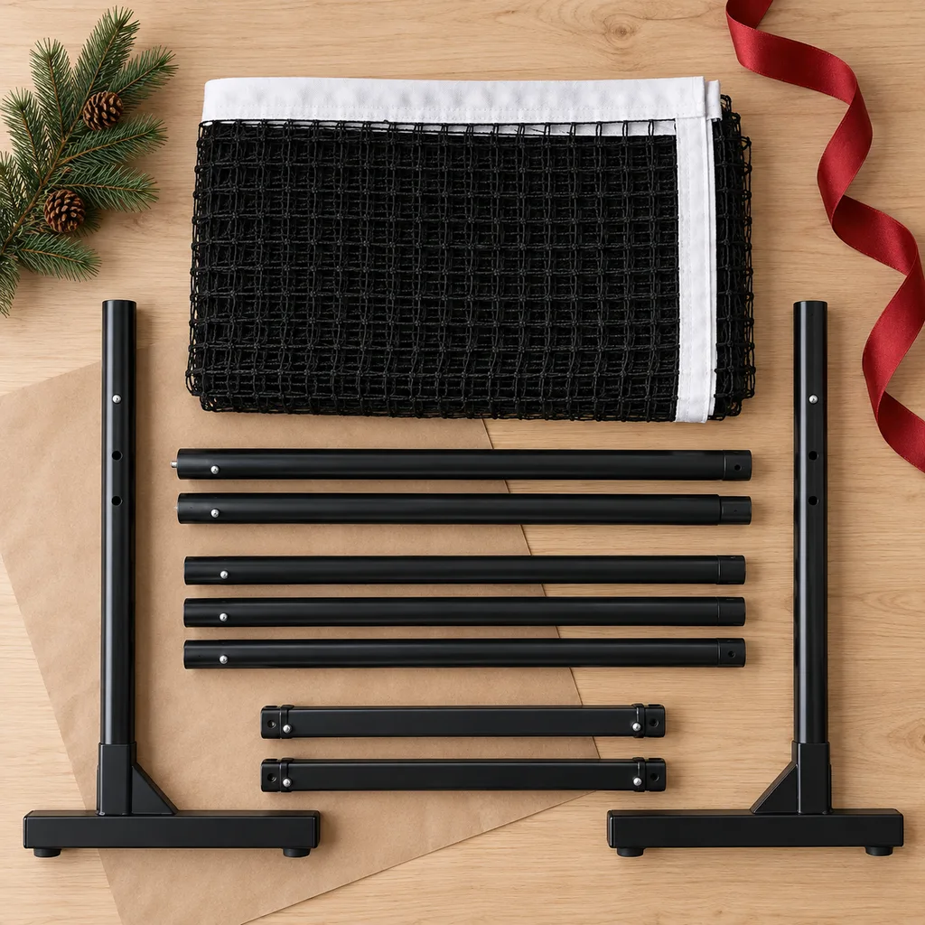 Representative photo-style image of portable pickleball net system — generated, not a specific product