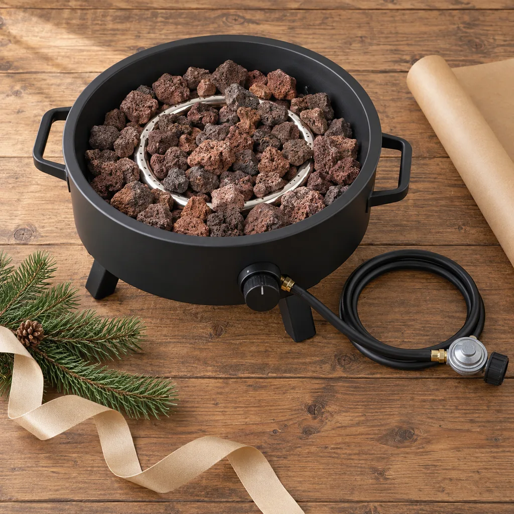 Representative photo-style image of portable propane fire pit — generated, not a specific product