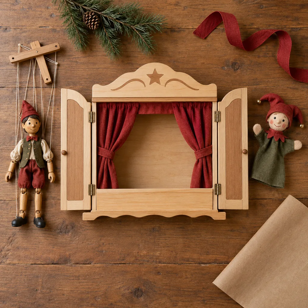 Representative photo-style image of portable puppet stage — generated, not a specific product