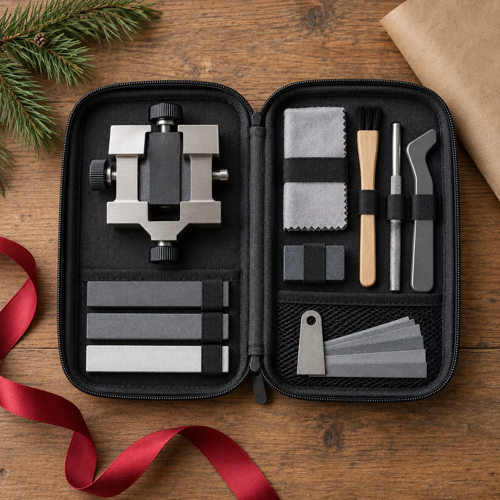 Representative photo-style image of portable skate sharpening kit — generated, not a specific product