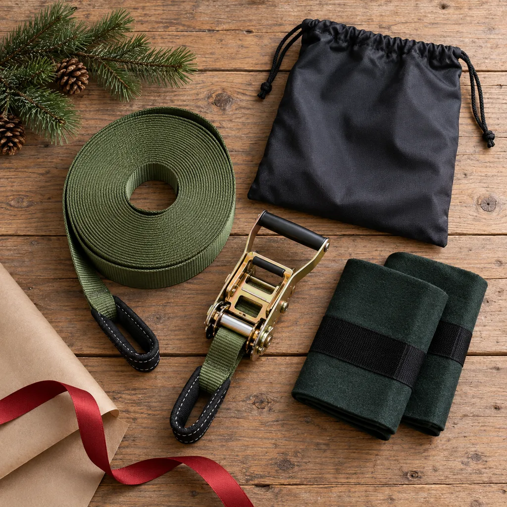 Representative photo-style image of portable slackline kit — generated, not a specific product