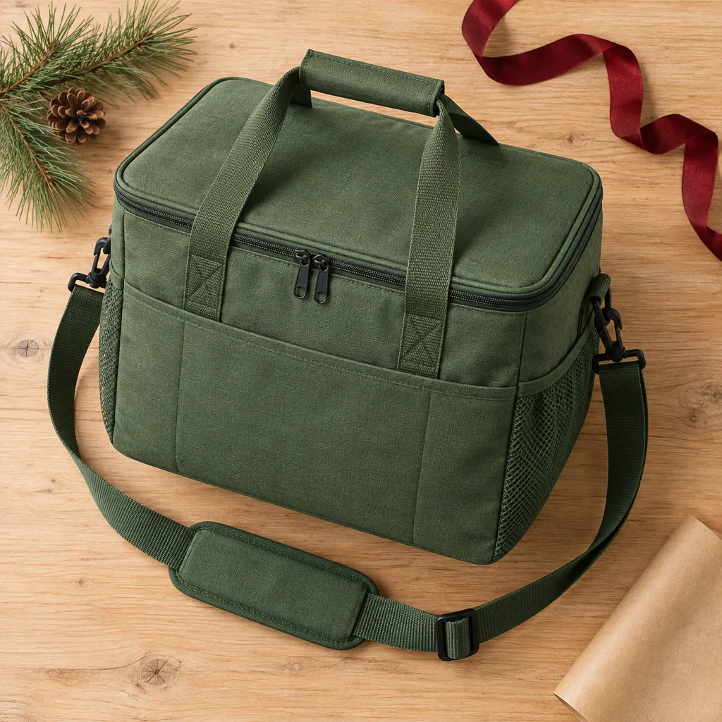 Representative photo-style image of portable soft-sided cooler bag — generated, not a specific product