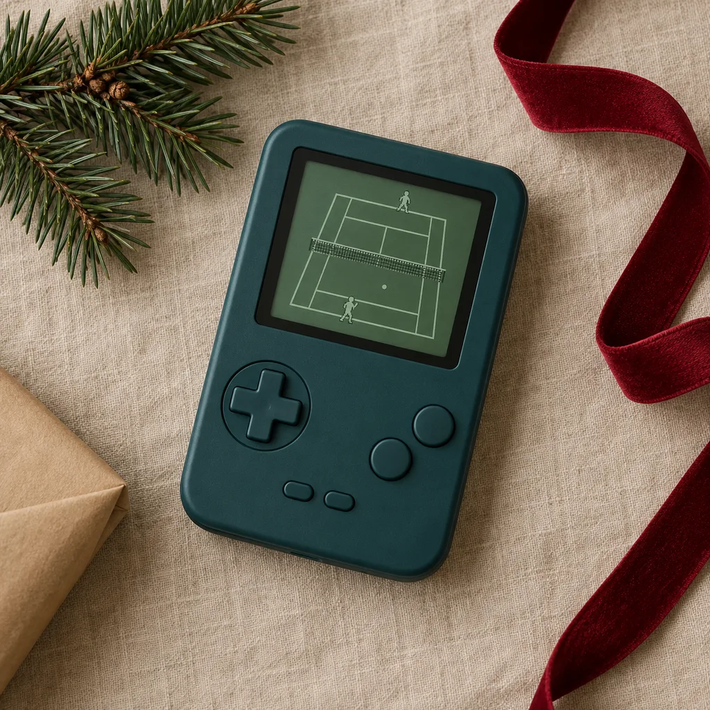 Representative photo-style image of portable sports game — generated, not a specific product