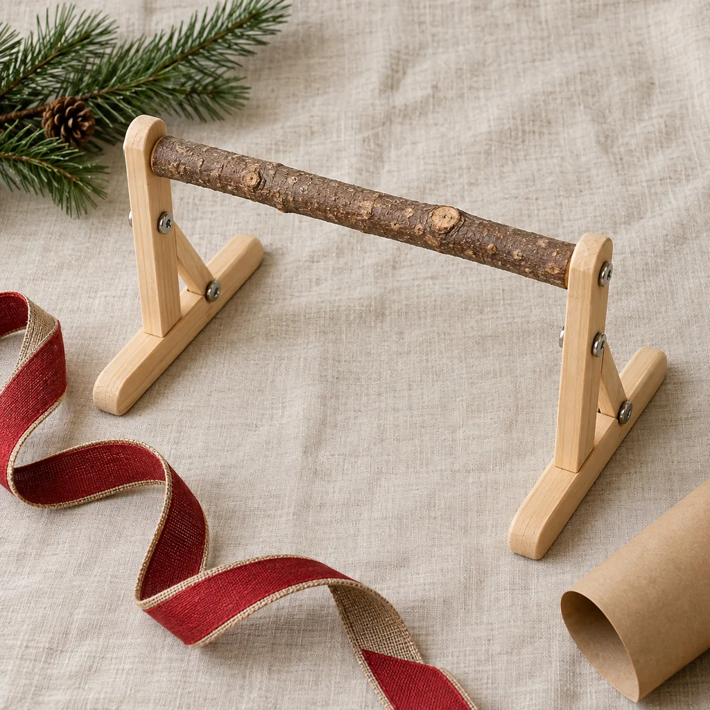 Representative photo-style image of portable travel bird perch — generated, not a specific product