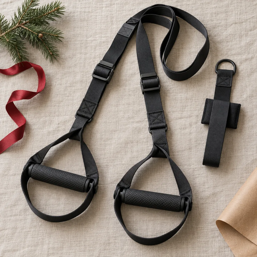 Representative photo-style image of portable travel suspension trainer — generated, not a specific product