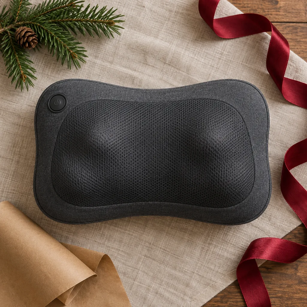 Representative photo-style image of portable vibrating massage pillow — generated, not a specific product