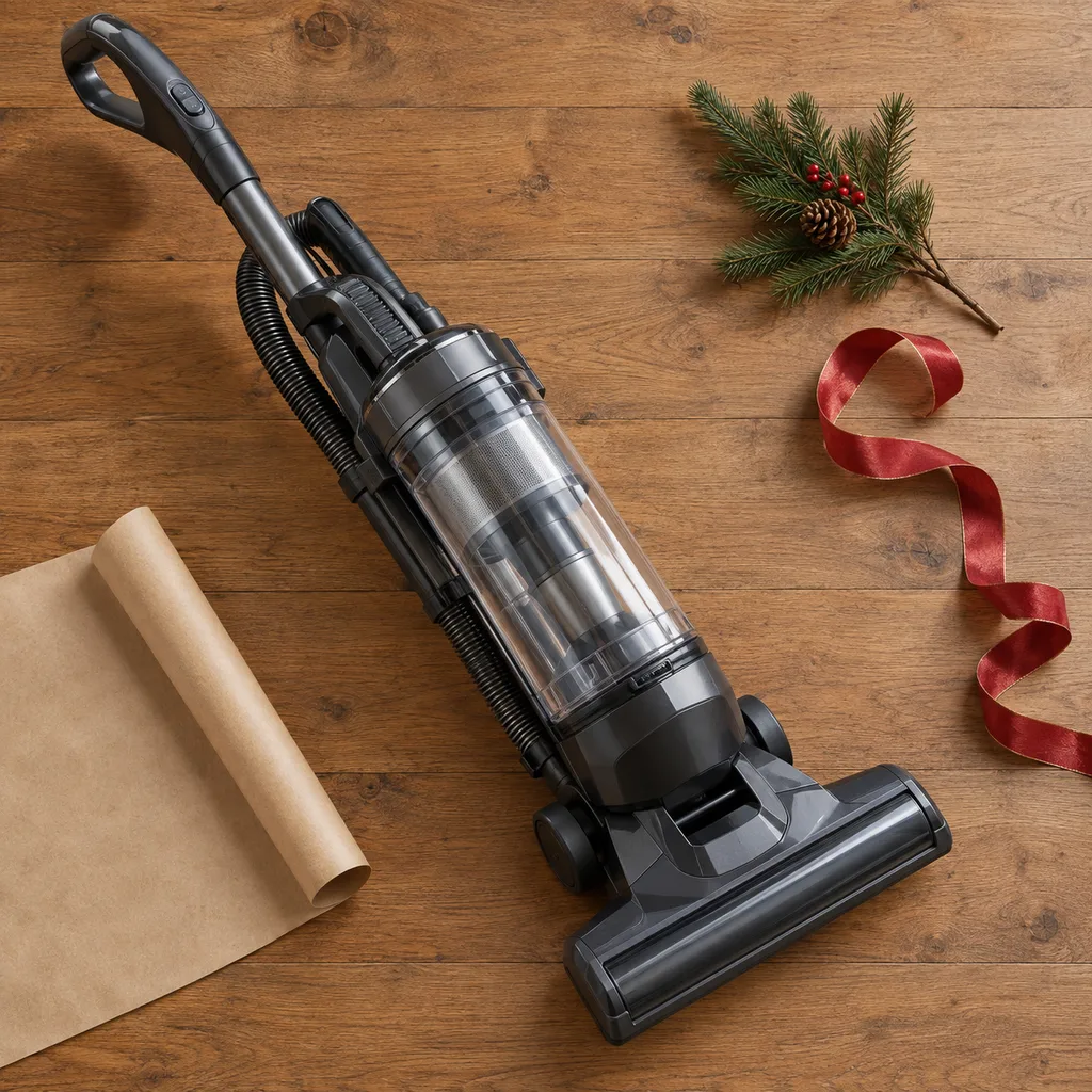 Representative photo-style image of powerful upright bagless vacuum — generated, not a specific product