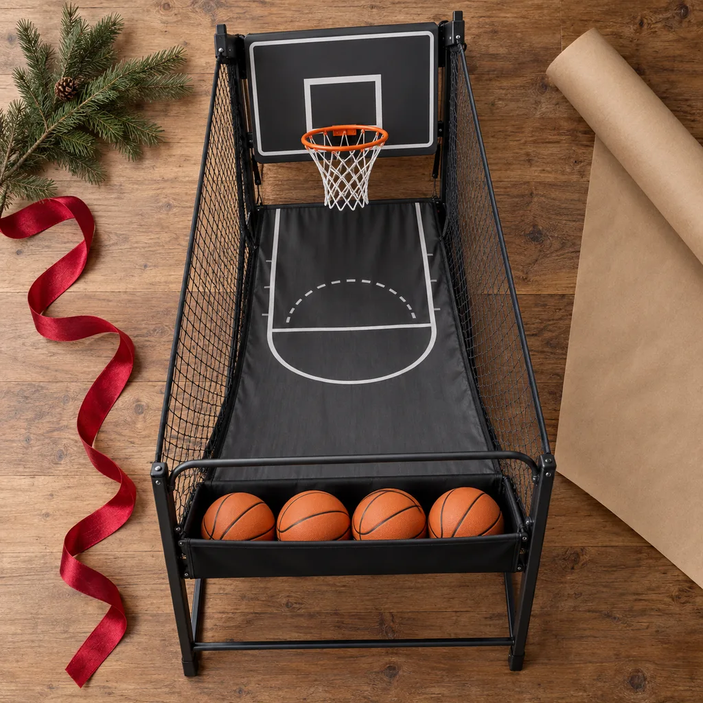 Representative photo-style image of premium arcade style basketball machine — generated, not a specific product