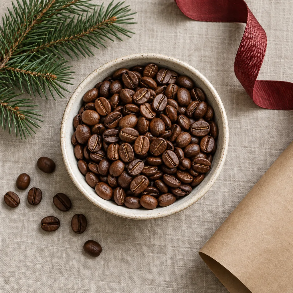 Representative photo-style image of premium decaffeinated coffee beans — generated, not a specific product